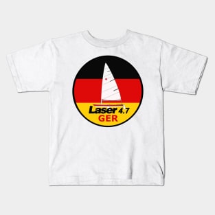 laser class sailboat on flag Germany Kids T-Shirt